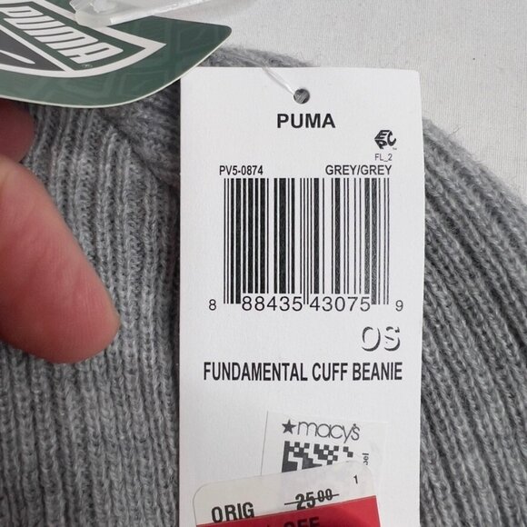 Puma Men's Evercat Fundamental Ribbed-Knit Beanie - Grey One Size - Picture 3 of 7